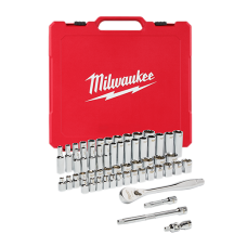 3/8-inch Drive 56pc Ratchet & Socket Set - SAE & Metric Milwaukee 1/4-inch to 1-inch 6mm to 19mm Reg and Deep