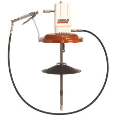 Lincoln 917 High Pressure 50:1 Pneumatic Air Operated Grease Pump, 120 lb. Drums, Drum Cover, Roll Around Base, Follower Plate, 7-Foot Hose, Control Valve