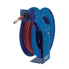 Coxreels TSHF-N-550 Retractable Fuel Hose Reel, T-Fuel Series ¾-inch x 50-foot, 300PSI-Easy-Maintenance Design with Brass Swivel and Multi-Position Mount Arm-Heavy Duty Steel Construction, Made in USA, Blue